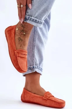 Damskie Zamszowe Mokasyny Pomarańczowe Lenvie