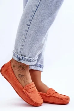 Damskie Zamszowe Mokasyny Pomarańczowe Lenvie