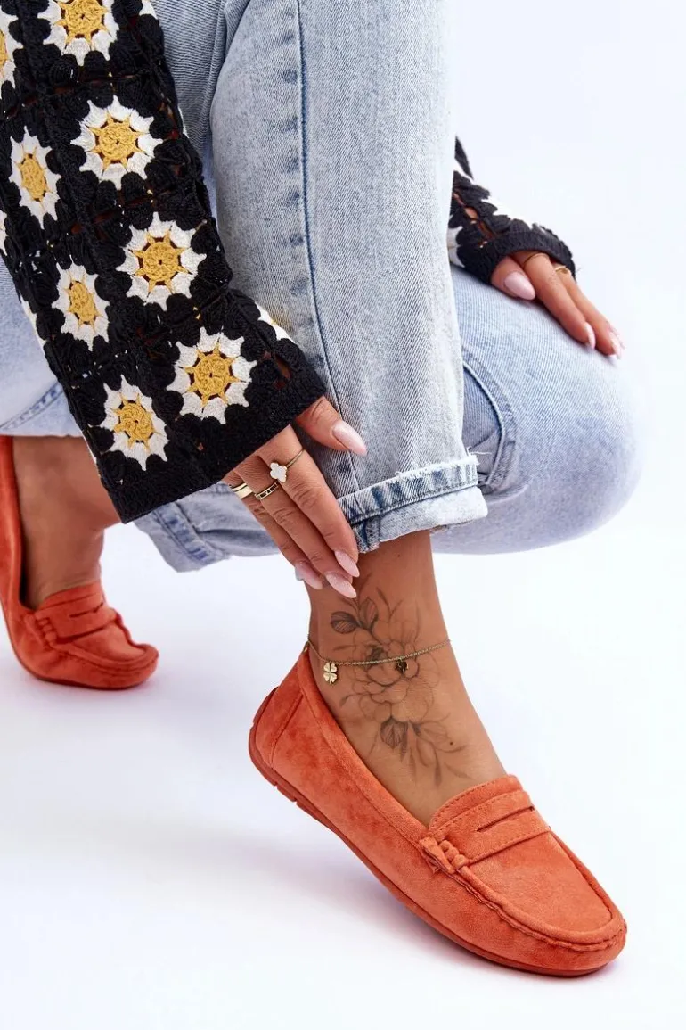 Damskie Zamszowe Mokasyny Pomarańczowe Lenvie