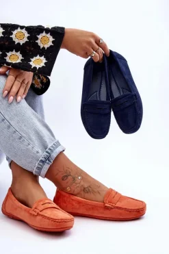 Damskie Zamszowe Mokasyny Pomarańczowe Lenvie