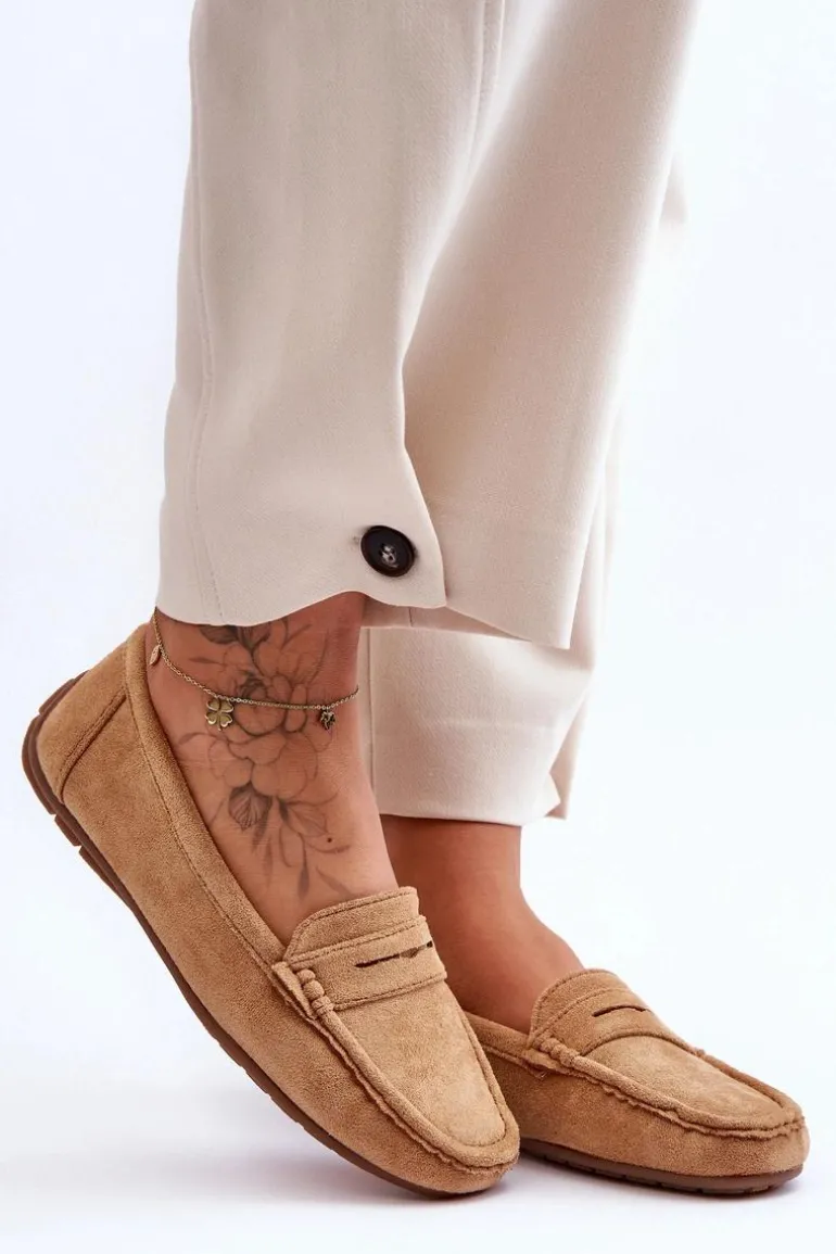 Damskie Zamszowe Mokasyny Camel Lenvie