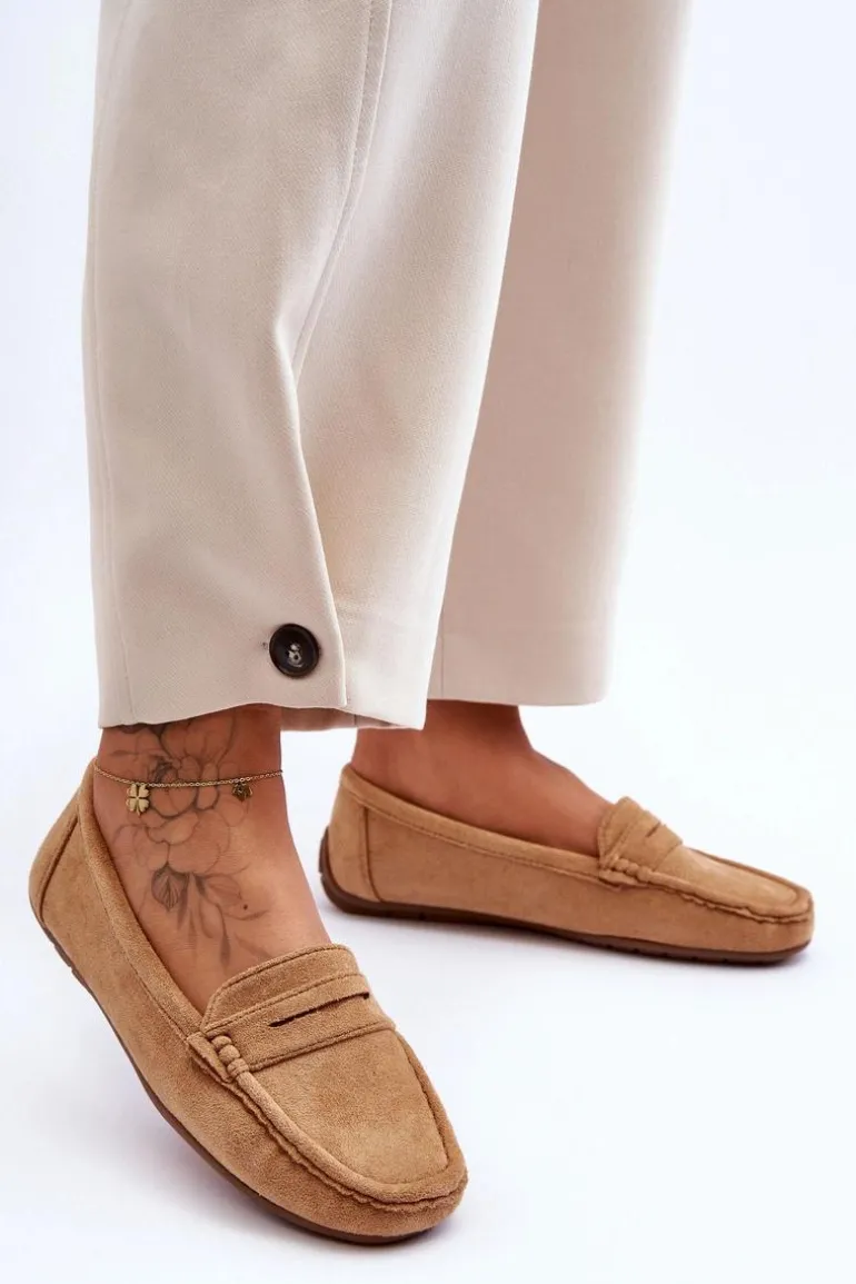Damskie Zamszowe Mokasyny Camel Lenvie