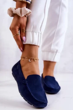 Damskie Zamszowe Mokasyny Big Star JJ274659 Granatowe