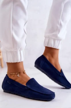 Damskie Zamszowe Mokasyny Big Star JJ274659 Granatowe