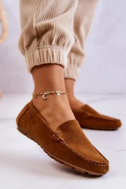 Damskie Zamszowe Mokasyny Big Star JJ274660 Camel