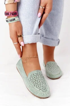 Damskie Zamszowe Mokasyny Zielone Molly