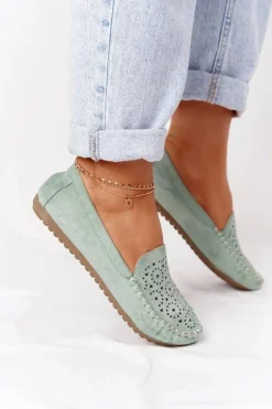 Damskie Zamszowe Mokasyny Zielone Molly