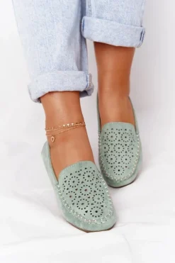 Damskie Zamszowe Mokasyny Zielone Molly
