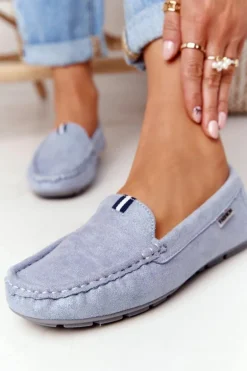 Damskie Zamszowe Mokasyny Niebieskie San Marino
