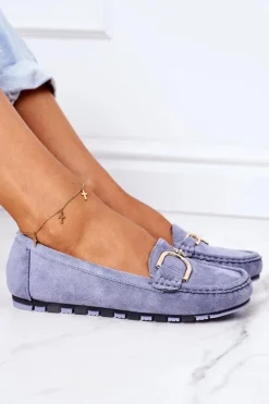 Damskie Zamszowe Mokasyny Niebieskie Downtown