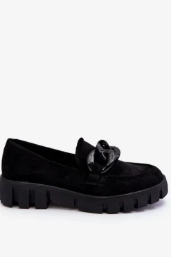 Damskie Zamszowe Mokasyny Na Platformie Czarne Bennett
