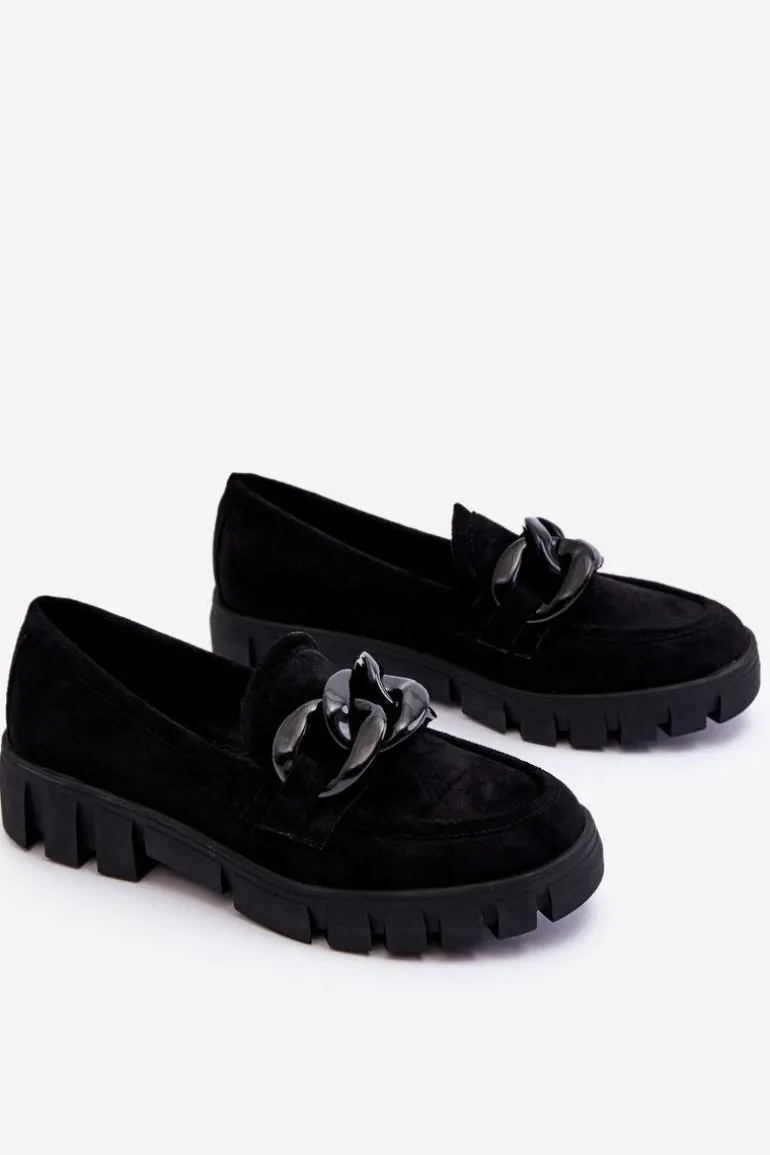 Damskie Zamszowe Mokasyny Na Platformie Czarne Bennett