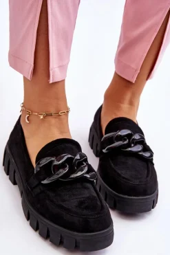 Damskie Zamszowe Mokasyny Na Platformie Czarne Bennett