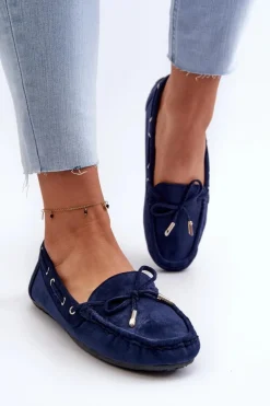 Damskie Zamszowe Mokasyny Granatowe Si Passione
