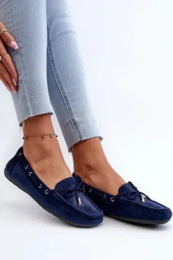 Damskie Zamszowe Mokasyny Granatowe Si Passione