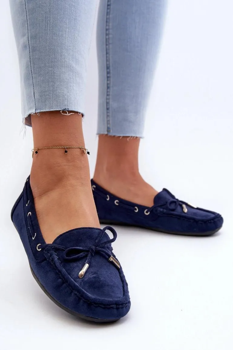 Damskie Zamszowe Mokasyny Granatowe Si Passione