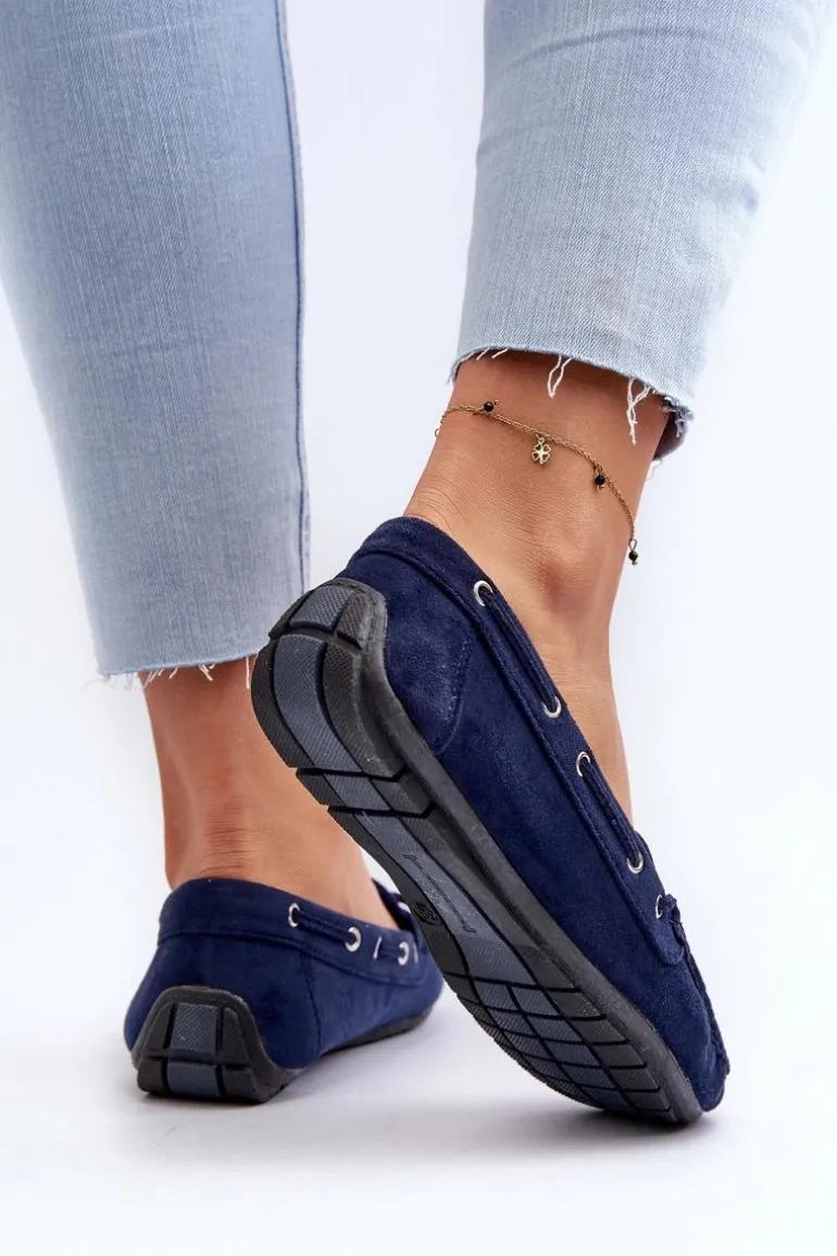 Damskie Zamszowe Mokasyny Granatowe Si Passione