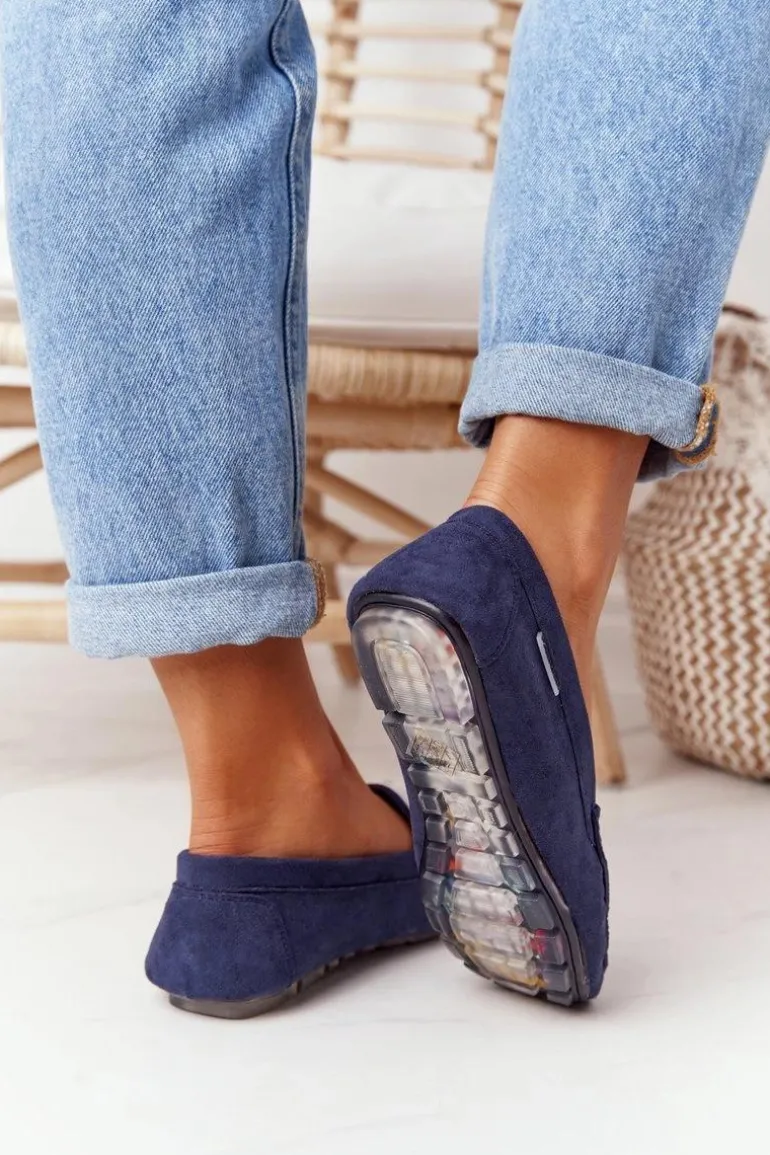 Damskie Zamszowe Mokasyny Granatowe San Marino