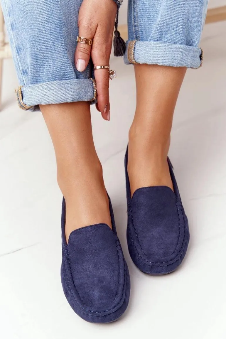Damskie Zamszowe Mokasyny Granatowe San Marino