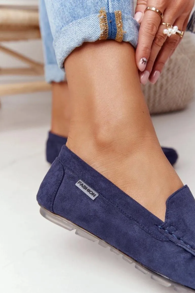 Damskie Zamszowe Mokasyny Granatowe San Marino