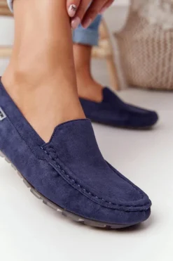 Damskie Zamszowe Mokasyny Granatowe San Marino