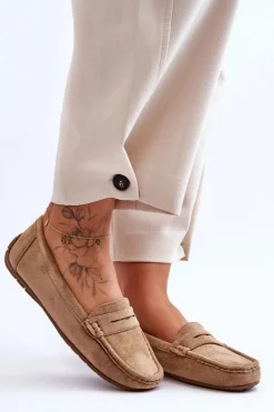 Damskie Zamszowe Mokasyny Brązowe Lenvie