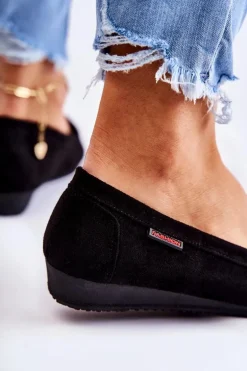 Damskie Zamszowe Mokasyny Na Koturnie Czarne La Cava