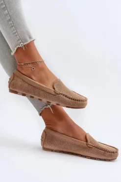 Damskie Zamszowe Mokasyny Ciemnobeżowe Ranica