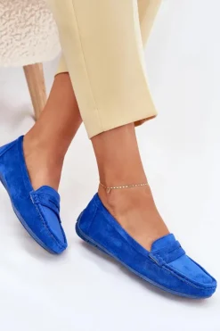 Damskie Zamszowe Mokasyny Kobaltowe Lenvie