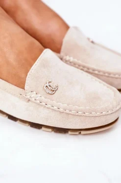 Damskie Zamszowe Mokasyny Beżowe Madelyn