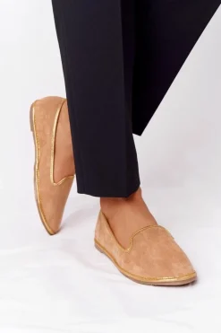 Damskie Zamszowe Mokasyny Lu Boo Camel