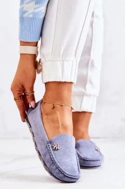 Damskie Zamszowe Mokasyny Niebieskie Madelyn