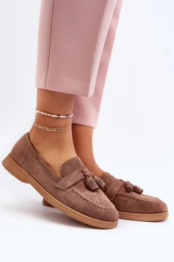 Damskie Zamszowe Mokasyny Brązowe Dansitu