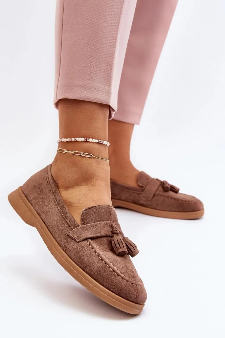 Damskie Zamszowe Mokasyny Brązowe Dansitu