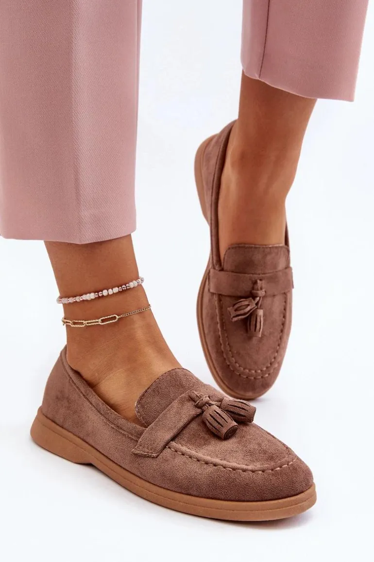 Damskie Zamszowe Mokasyny Brązowe Dansitu