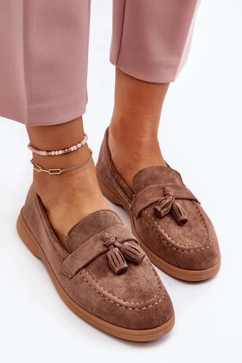 Damskie Zamszowe Mokasyny Brązowe Dansitu