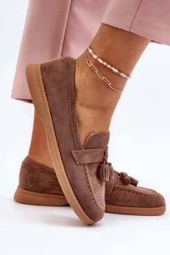 Damskie Zamszowe Mokasyny Brązowe Dansitu