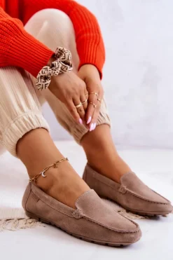 Damskie Zamszowe Mokasyny Big Star JJ274658 Cappuccino