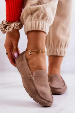 Damskie Zamszowe Mokasyny Big Star JJ274658 Cappuccino