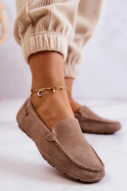 Damskie Zamszowe Mokasyny Big Star JJ274658 Cappuccino