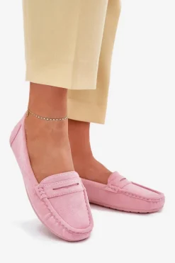 Damskie Zamszowe Mokasyny Jasnoróżowe Lenvie