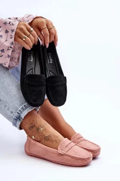 Damskie Zamszowe Mokasyny Jasnoróżowe Lenvie