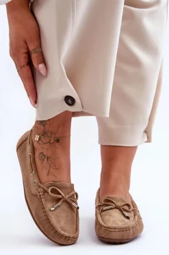 Damskie Zamszowe Mokasyny Brązowe Si Passione