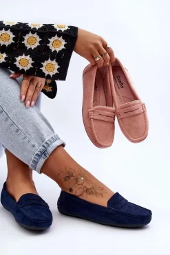 Damskie Zamszowe Mokasyny Granatowe Lenvie