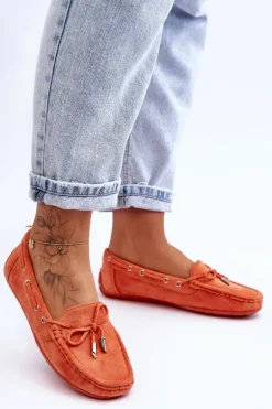 Damskie Zamszowe Mokasyny Pomarańczowe Si Passione