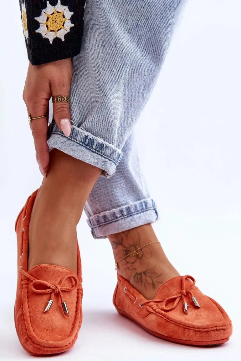 Damskie Zamszowe Mokasyny Pomarańczowe Si Passione