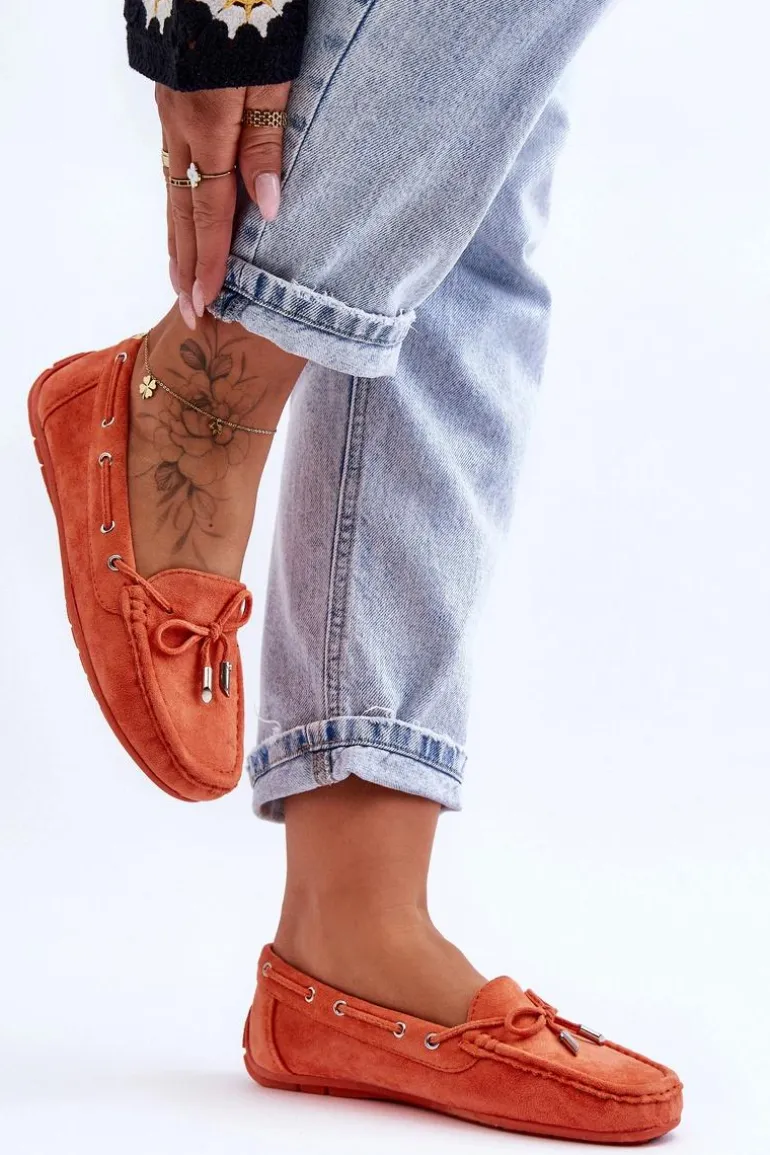 Damskie Zamszowe Mokasyny Pomarańczowe Si Passione