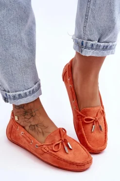 Damskie Zamszowe Mokasyny Pomarańczowe Si Passione