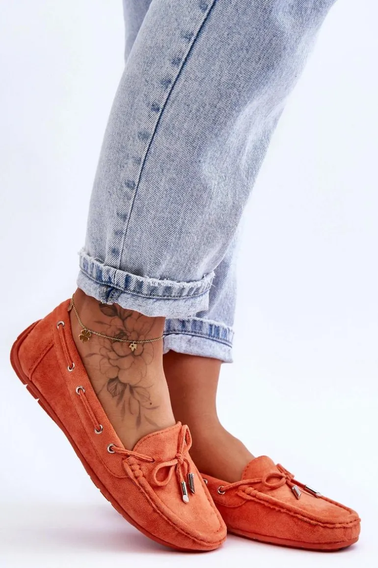 Damskie Zamszowe Mokasyny Pomarańczowe Si Passione