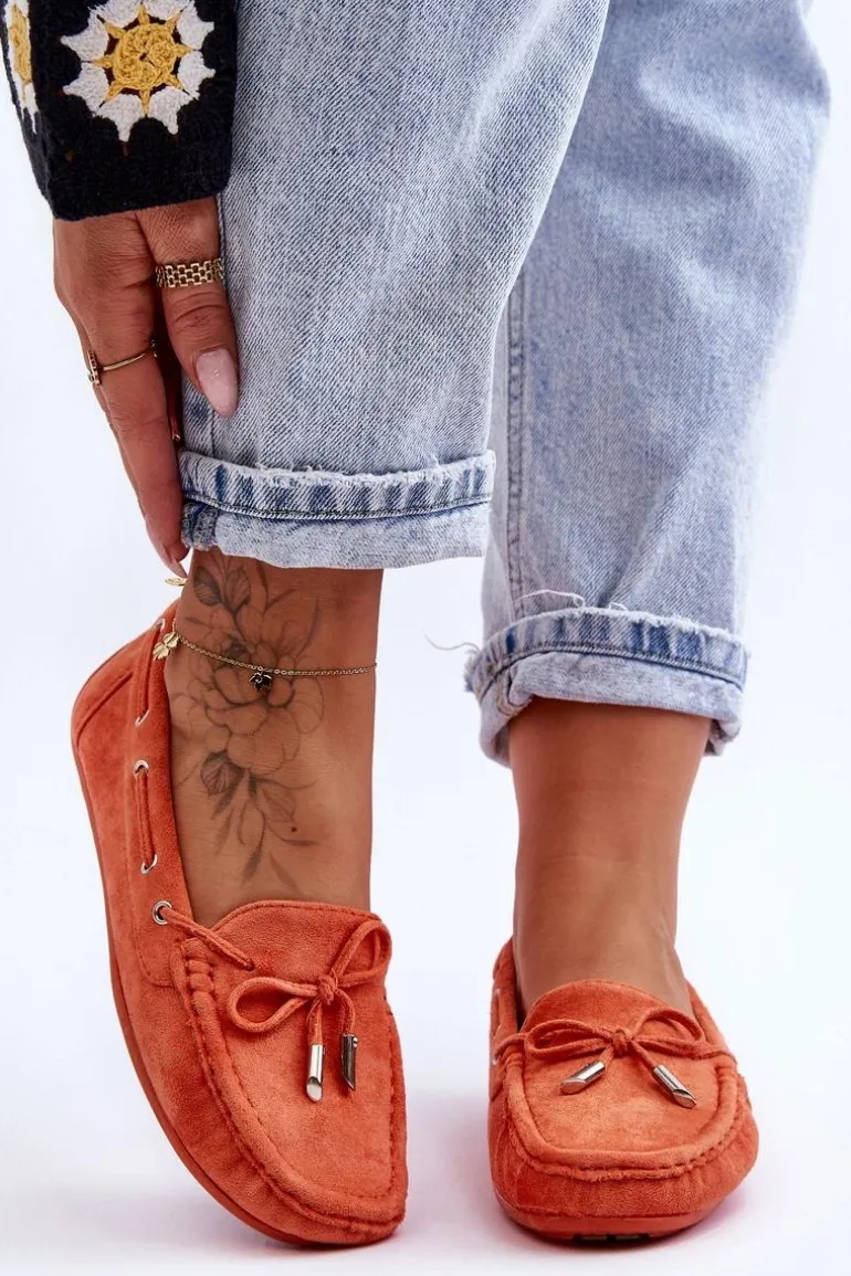 Damskie Zamszowe Mokasyny Pomarańczowe Si Passione